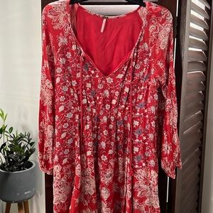 Free People Medium floral blouse with tie front